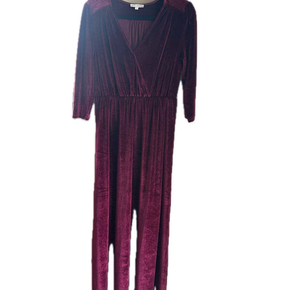 Baltic Born Sofia Velvet Long Sleeve Maxi Dress in Mulberry Burgundy Large - Picture 2 of 4